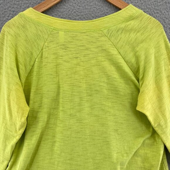Chicos Top Womens 1 US Medium Green Roll Tab Long Sleeve Ruched Collar Pullover* - Picture 4 of 11
